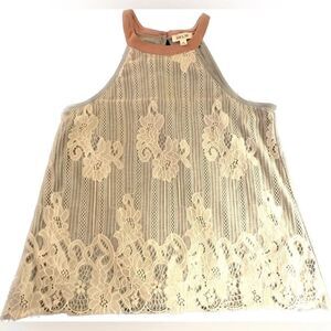 Tailor & Sage laced halter  gray tank top Sz XS